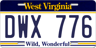 WV license plate DWX776