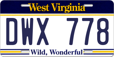WV license plate DWX778