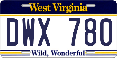 WV license plate DWX780