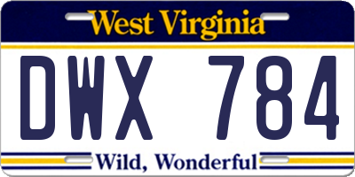 WV license plate DWX784
