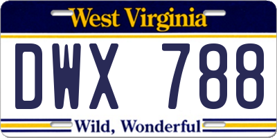 WV license plate DWX788