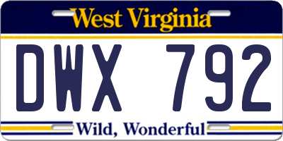 WV license plate DWX792