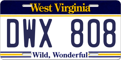 WV license plate DWX808
