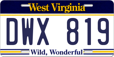 WV license plate DWX819