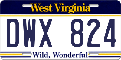 WV license plate DWX824