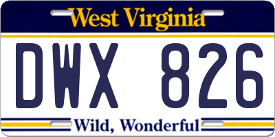 WV license plate DWX826