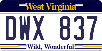 WV license plate DWX837