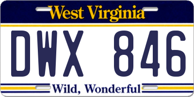 WV license plate DWX846