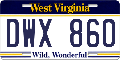 WV license plate DWX860