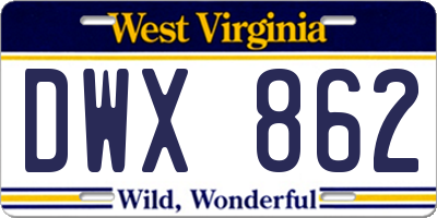 WV license plate DWX862