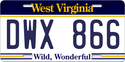 WV license plate DWX866
