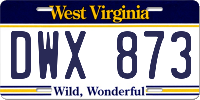WV license plate DWX873