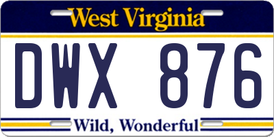 WV license plate DWX876
