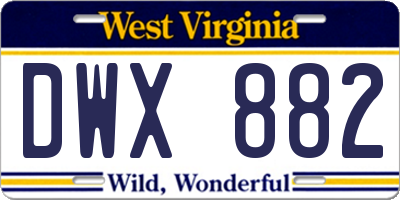 WV license plate DWX882