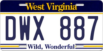 WV license plate DWX887