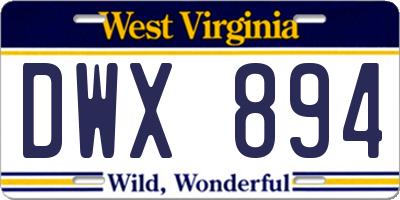 WV license plate DWX894