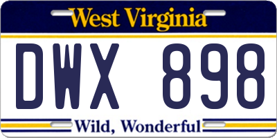 WV license plate DWX898