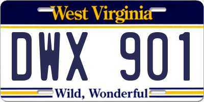 WV license plate DWX901