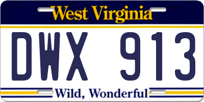 WV license plate DWX913