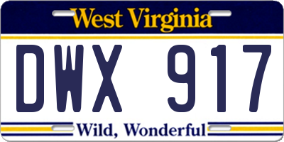 WV license plate DWX917