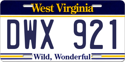 WV license plate DWX921