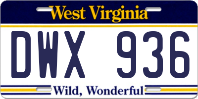 WV license plate DWX936