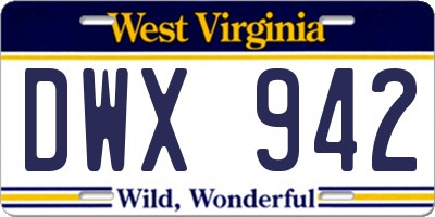 WV license plate DWX942