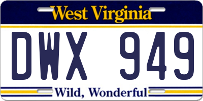 WV license plate DWX949