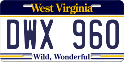 WV license plate DWX960