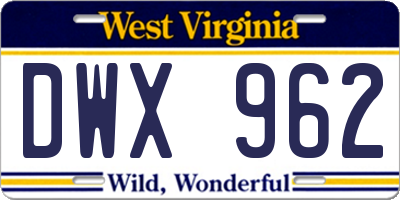 WV license plate DWX962