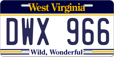 WV license plate DWX966