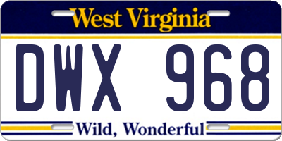 WV license plate DWX968