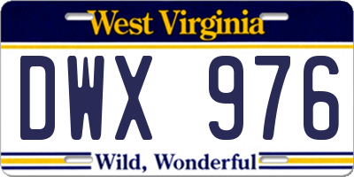 WV license plate DWX976