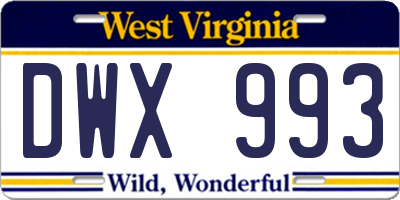 WV license plate DWX993