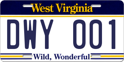 WV license plate DWY001