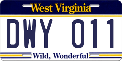 WV license plate DWY011
