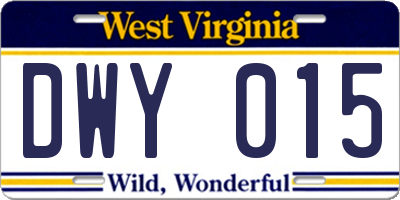 WV license plate DWY015