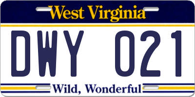 WV license plate DWY021