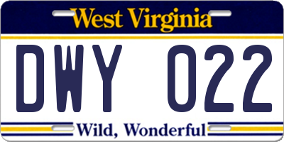 WV license plate DWY022