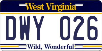 WV license plate DWY026
