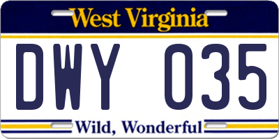 WV license plate DWY035