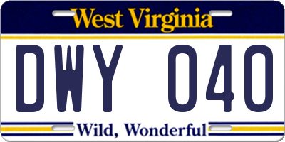 WV license plate DWY040