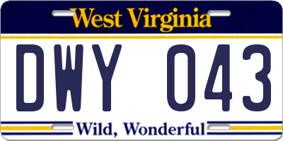 WV license plate DWY043