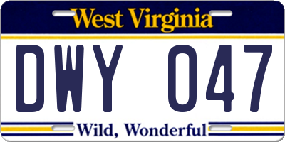 WV license plate DWY047