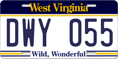 WV license plate DWY055