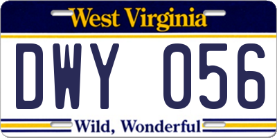 WV license plate DWY056