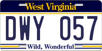 WV license plate DWY057