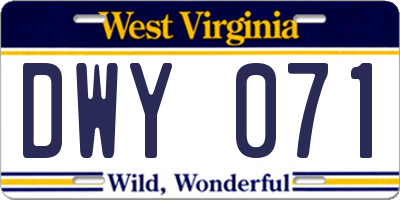 WV license plate DWY071