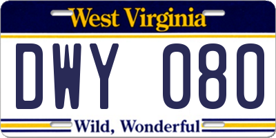 WV license plate DWY080