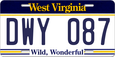 WV license plate DWY087